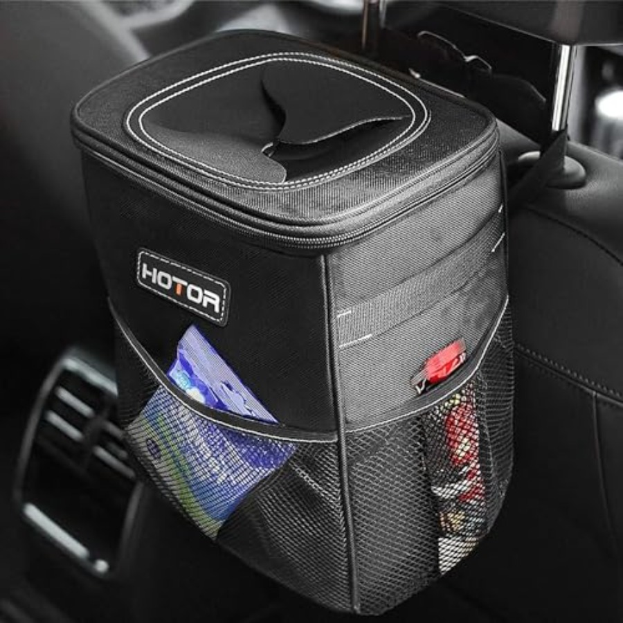 Waterproof Car Trash Can With Lid - Auto-Mülleimer mit Deckel und Aufbewahrungstaschen -