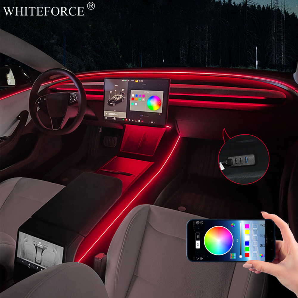 Für Tesla Modell Y Juniper LED – Led Ambient Interior Car Lights App Control Bewertung und Preis