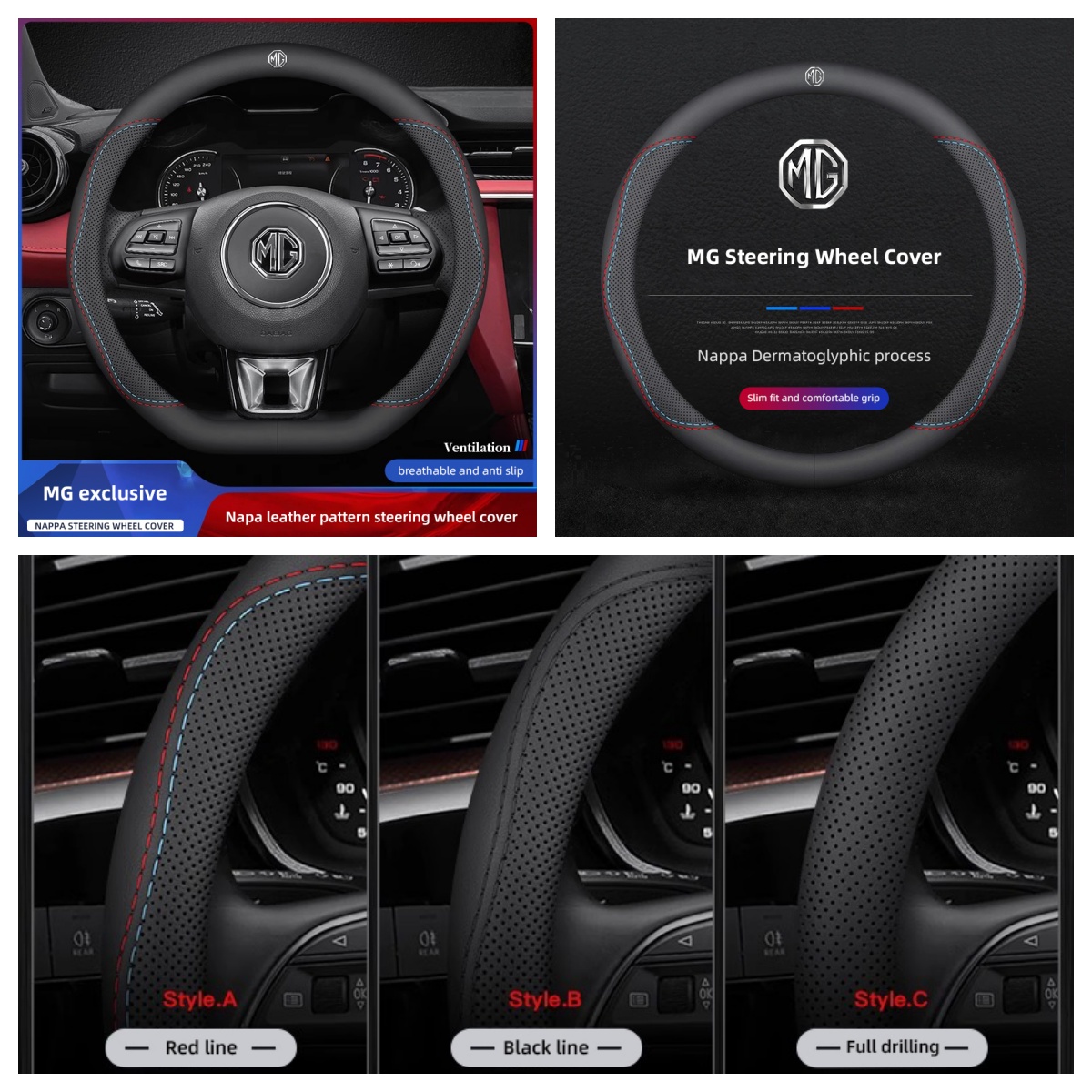 1 Stück Napa-Leder Lenkradbezu – Car Steering Wheel Cover Anti Slip Breathable Bewertung und Preis